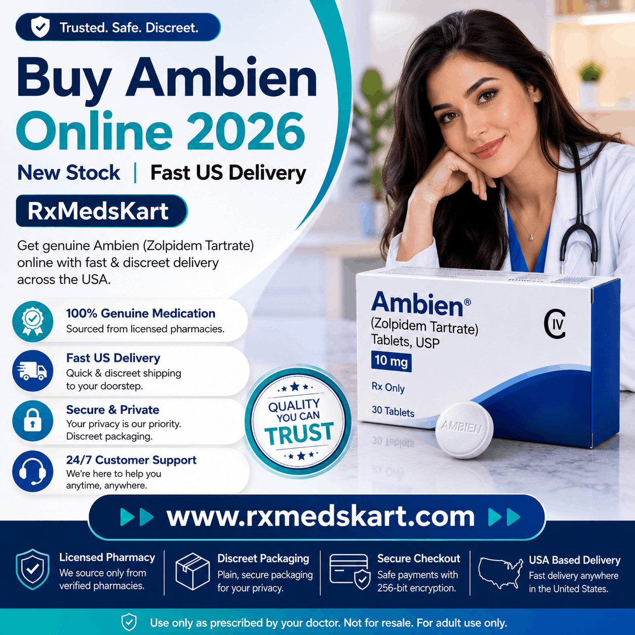 Buy Ambien Online 2026 | New Stock | Fast US Delivery RxMedsKart